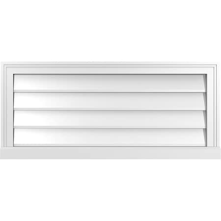 Ekena Millwork Vertical Surface Mount PVC Gable Vent w/ 2"W x 2"H , Brickmould Sill Frame, 36"W x 16"H GVPVE36X1603SN